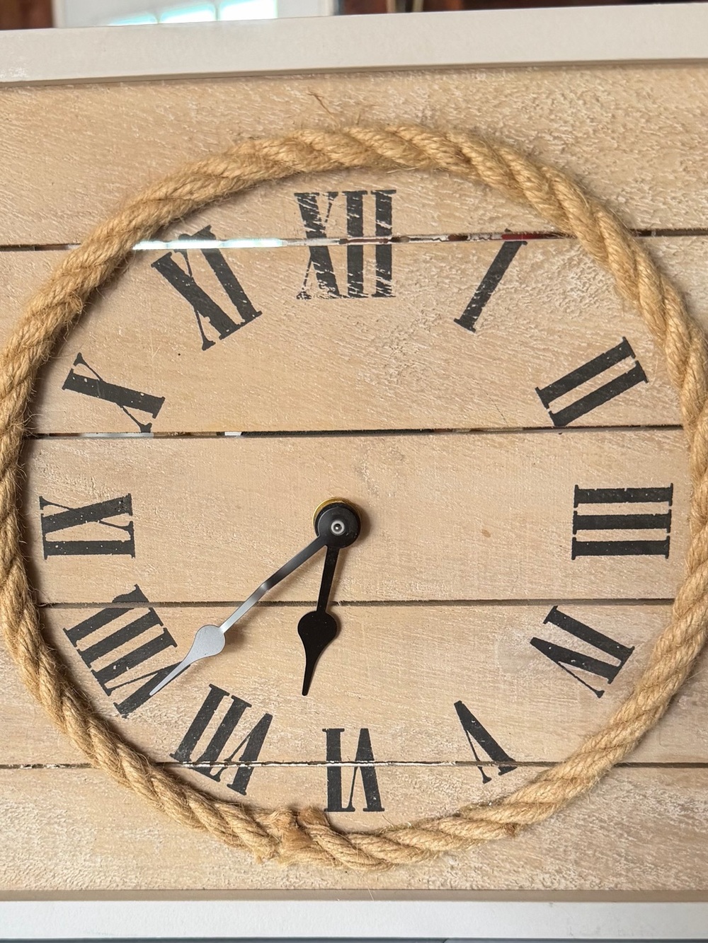 Rustic Rope-Framed Wall Clock - Beige